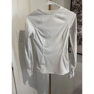 Athleta White Long Sleeve Performance Training Top‎ Perforated Thumbholes XXS